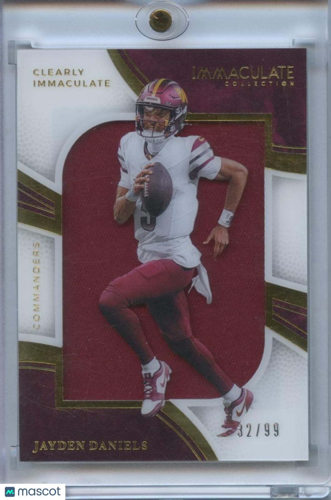 Jayden Daniels 2025 Immaculate Clearly Jersey Patch Washington Commanders 32/99