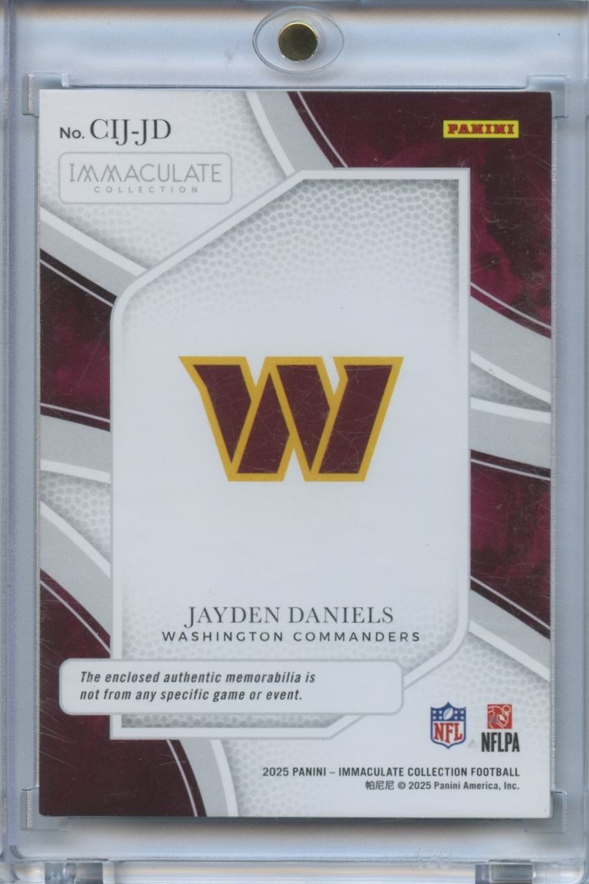 Jayden Daniels 2025 Immaculate Clearly Jersey Patch Washington Commanders 32/99