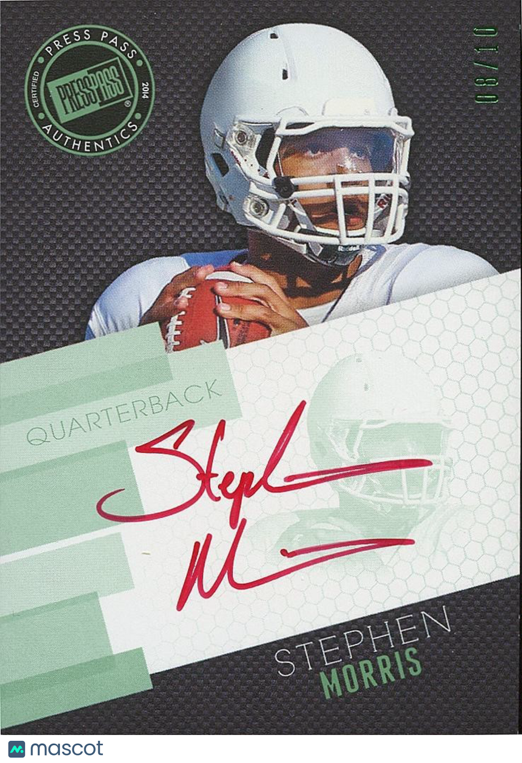 Stephen Morris 2014 Press Pass Red Ink SSP Auto Autograph RC Miami Hurricanes
