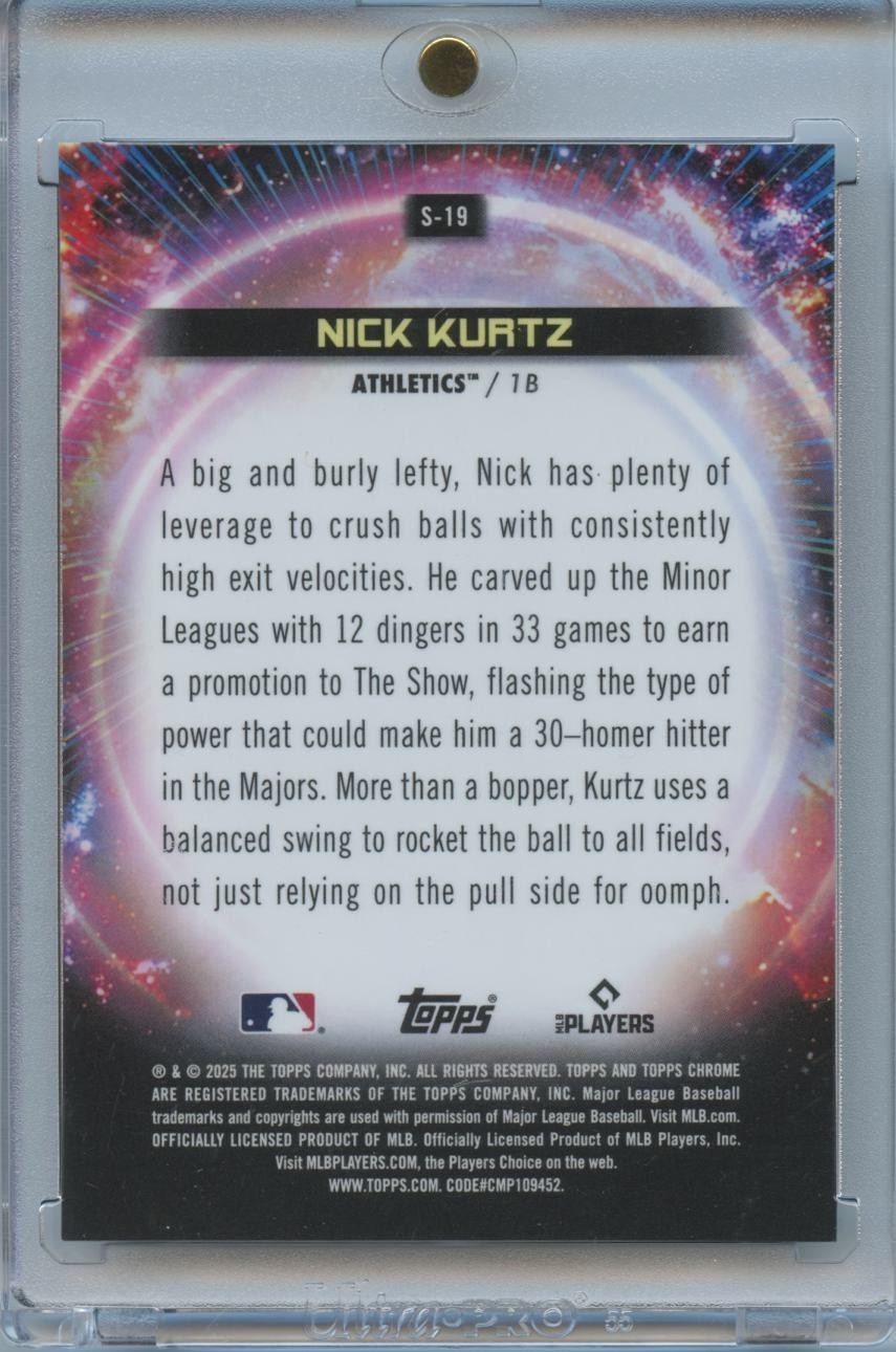 Nick Kurtz 2025 Topps Chrome Cosmic Super Nova SSP SHORTPRINT RC Athletics