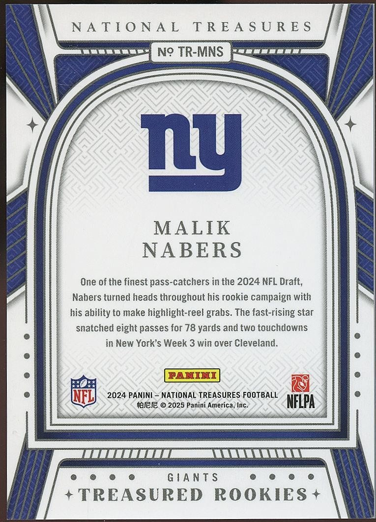 Malik Nabers 2024 National Treasures Treasured Rookies RC New York Giants 65/99