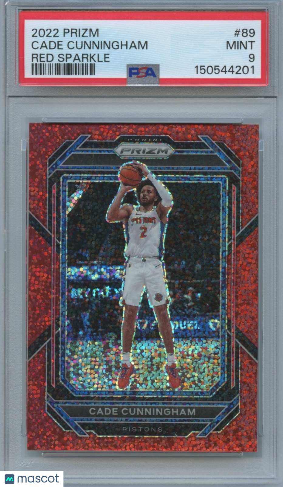 Cade Cunningham 2022-23 Prizm Red Sparkle Prizm SSP Detroit Pistons PSA 9
