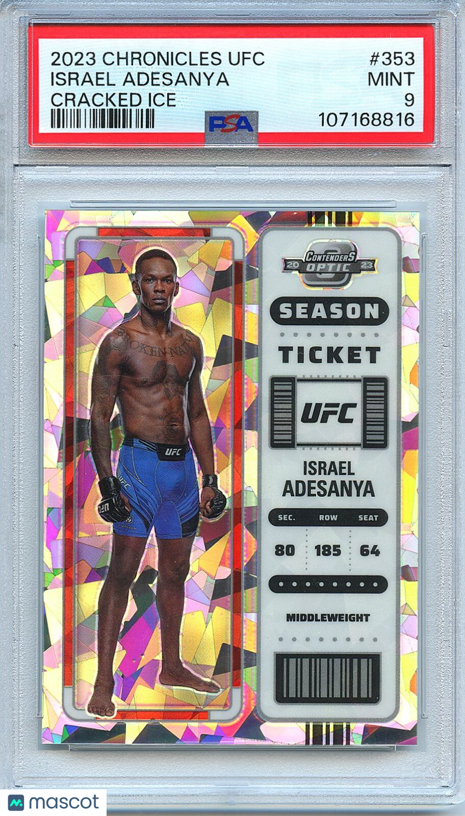 Israel Adesanya 2023 Contenders Optic Cracked Ice Prizxm SSP UFC MMA 16/25 PSA 9