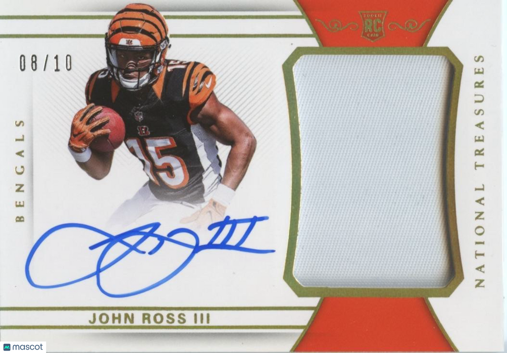 John Ross 2017 National Treasures Auto Autograph Patch RC Bengals 8/10 #173