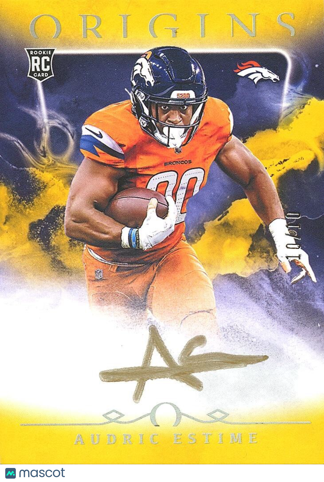 Audric Estime 2024 Origins GOLD Ink Auto Autograph SSP RC Denver Broncos 10/10