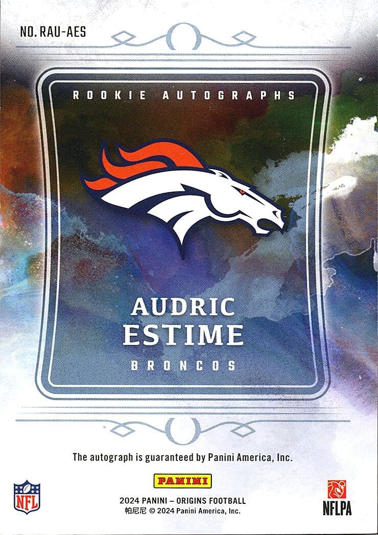 Audric Estime 2024 Origins GOLD Ink Auto Autograph SSP RC Denver Broncos 10/10