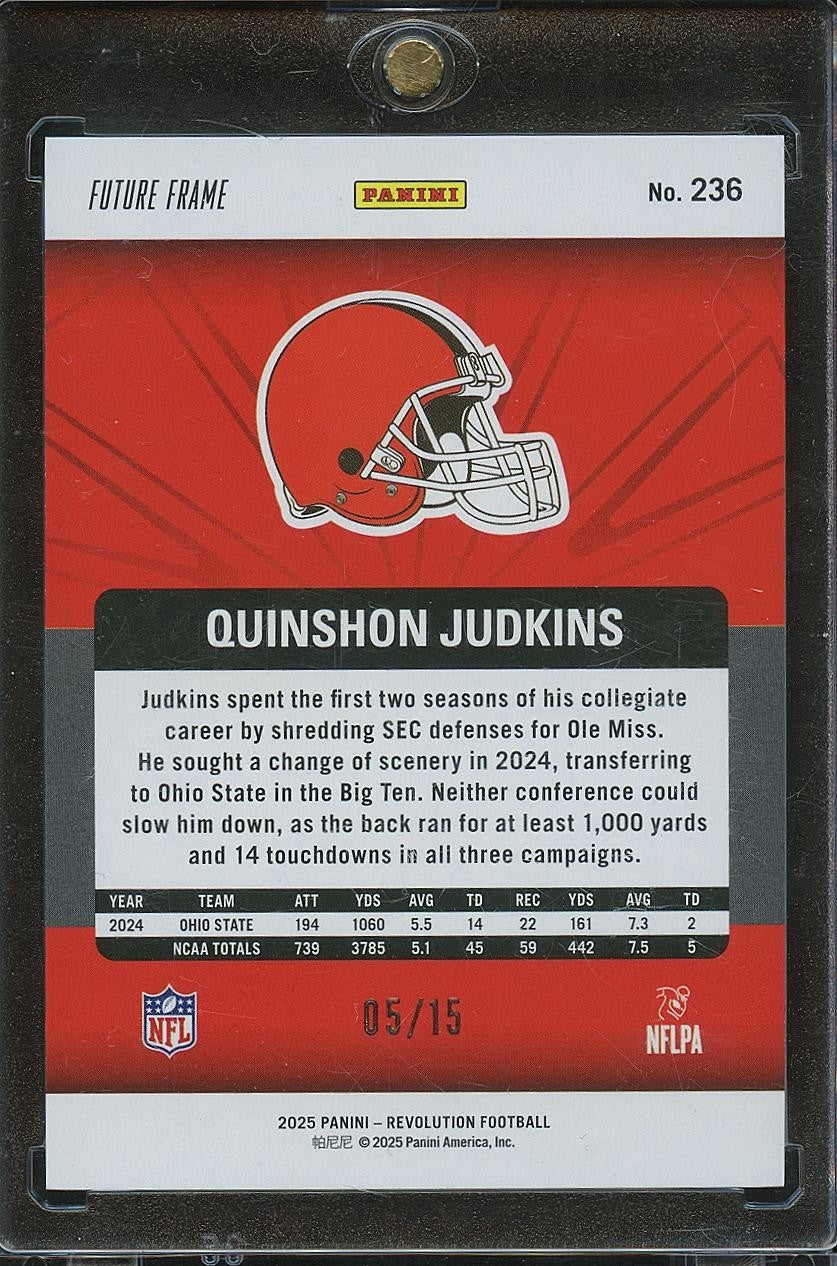 Quinshon Judkins 2025 Revolution Future Frame Rookie SSP Cleveland Browns 5/15