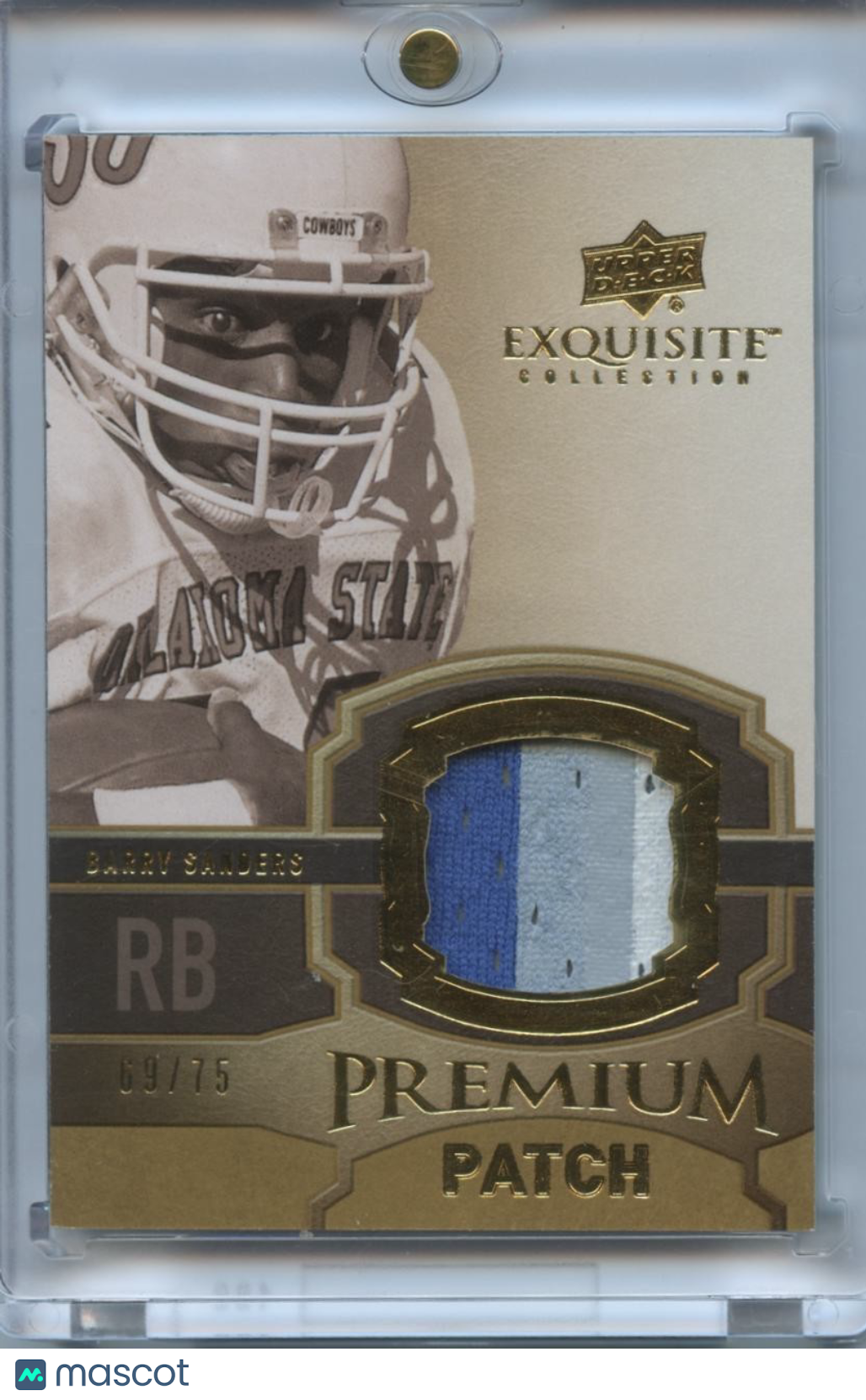 Barry Sanders 2010 Upper Deck Exquisite 3 Color Game Worn Patch Lions 69/75