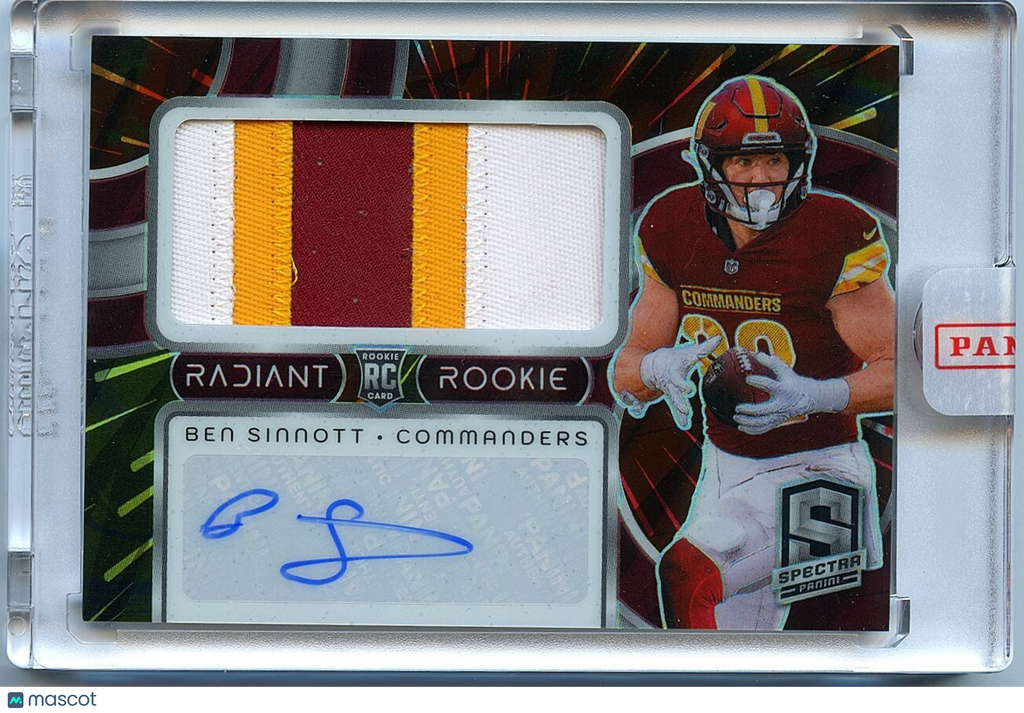 Ben Sinnott 2024 Spectra Auto Autograph 3 Color Patch RC Rookie Commanders 30/60