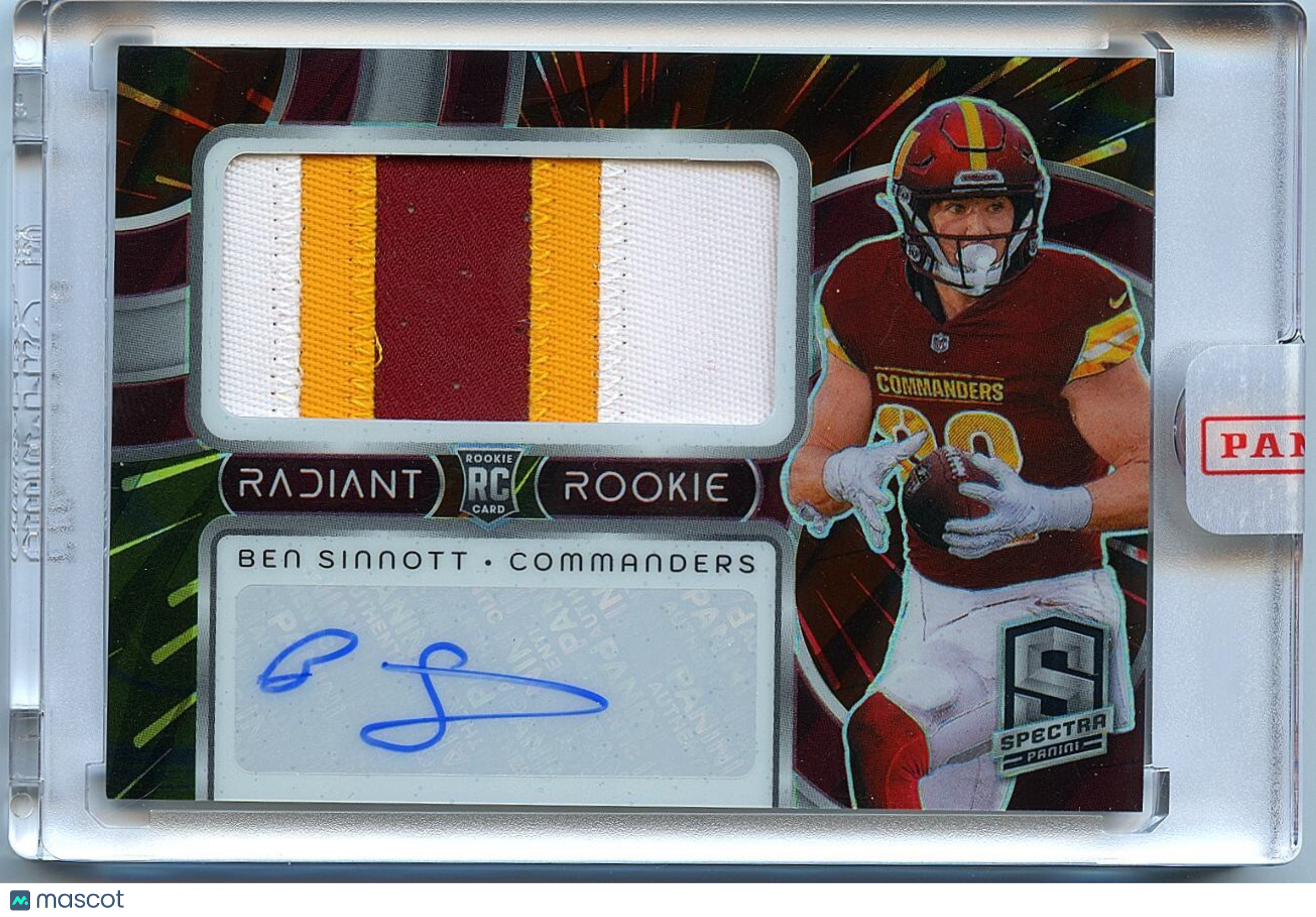 Ben Sinnott 2024 Spectra Auto Autograph 3 Color Patch RC Rookie Commanders 30/60