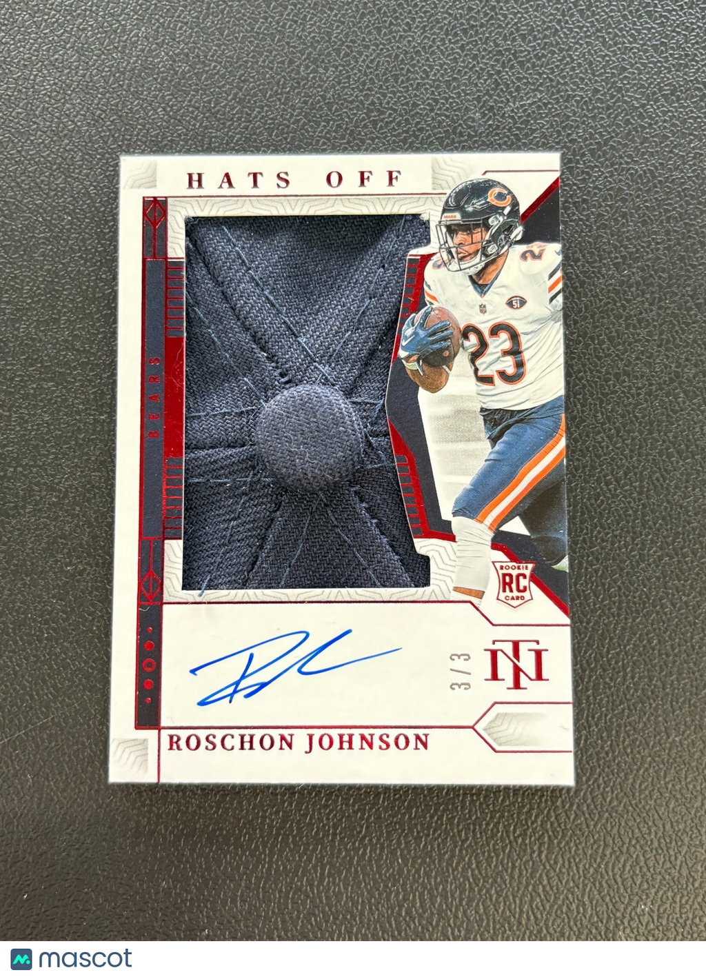 Roschon Johnson 2023 National Treasures Auto Autograph Hats Off RC Bears 3/3