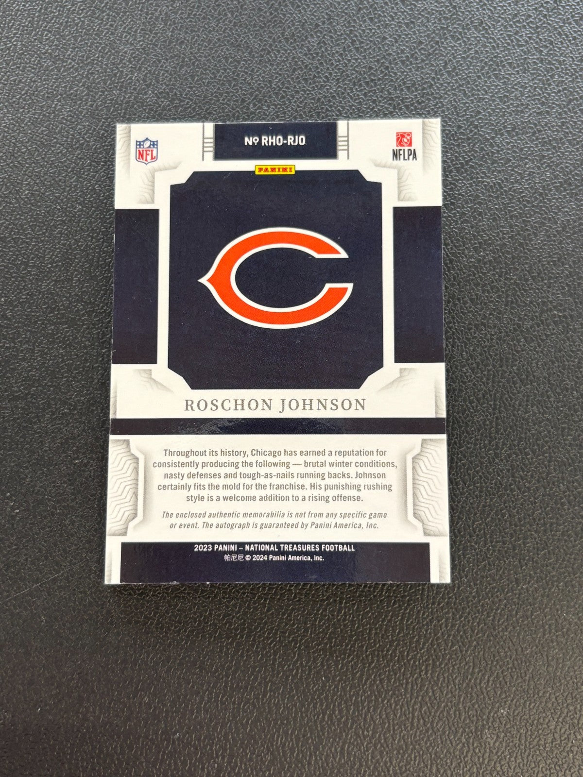 Roschon Johnson 2023 National Treasures Auto Autograph Hats Off RC Bears 3/3