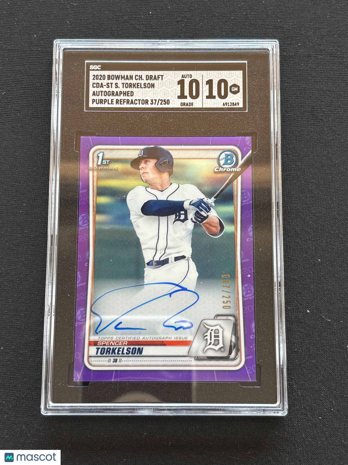 Spencer Torkelson 2020 Bowman Chrome Purple 1st Auto Autograph RC 37/250 SGC 10