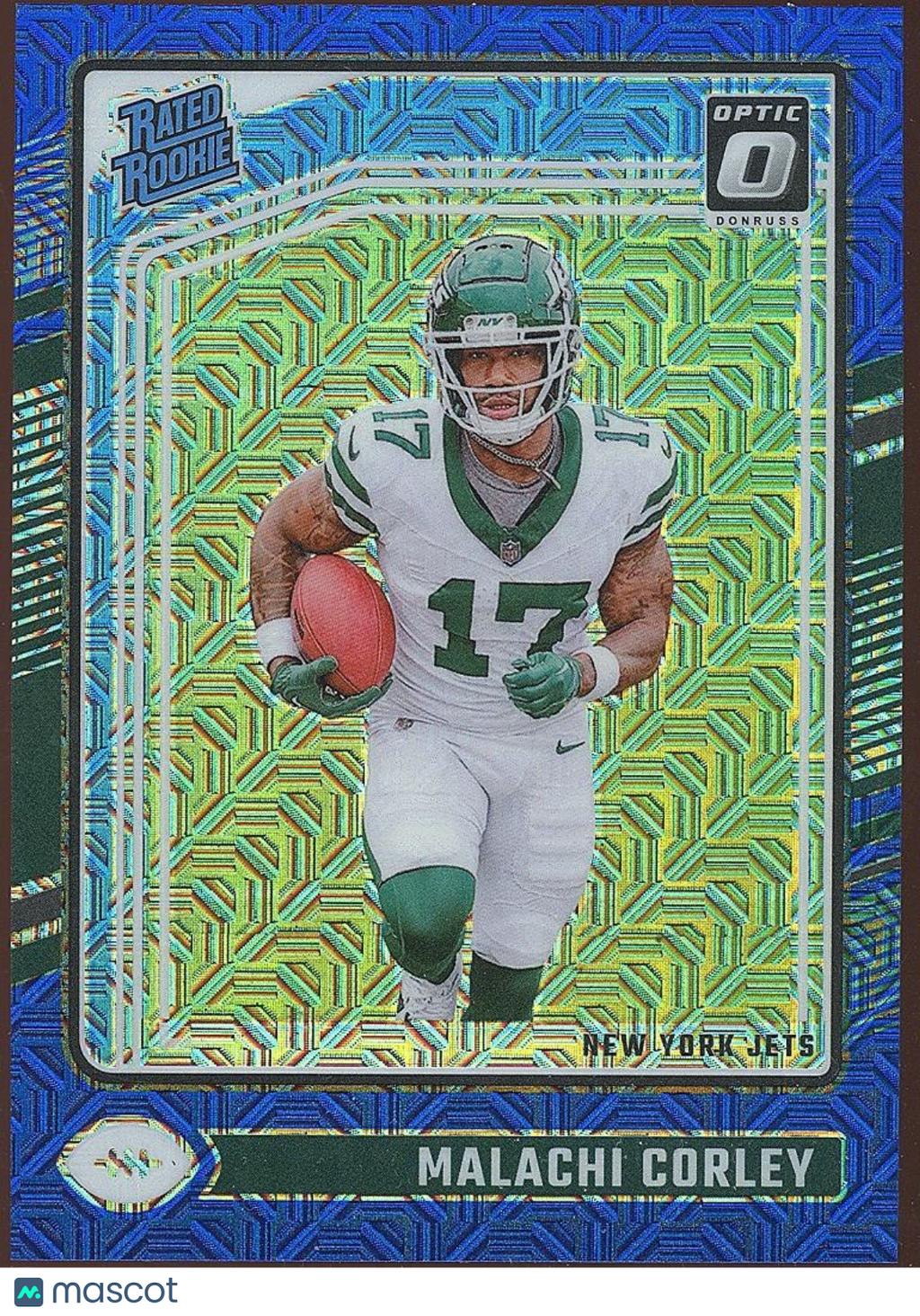 Malachi Corley 2024 Optic Rated Rookie Blue Mojo RC SSP New York Jets 3/5