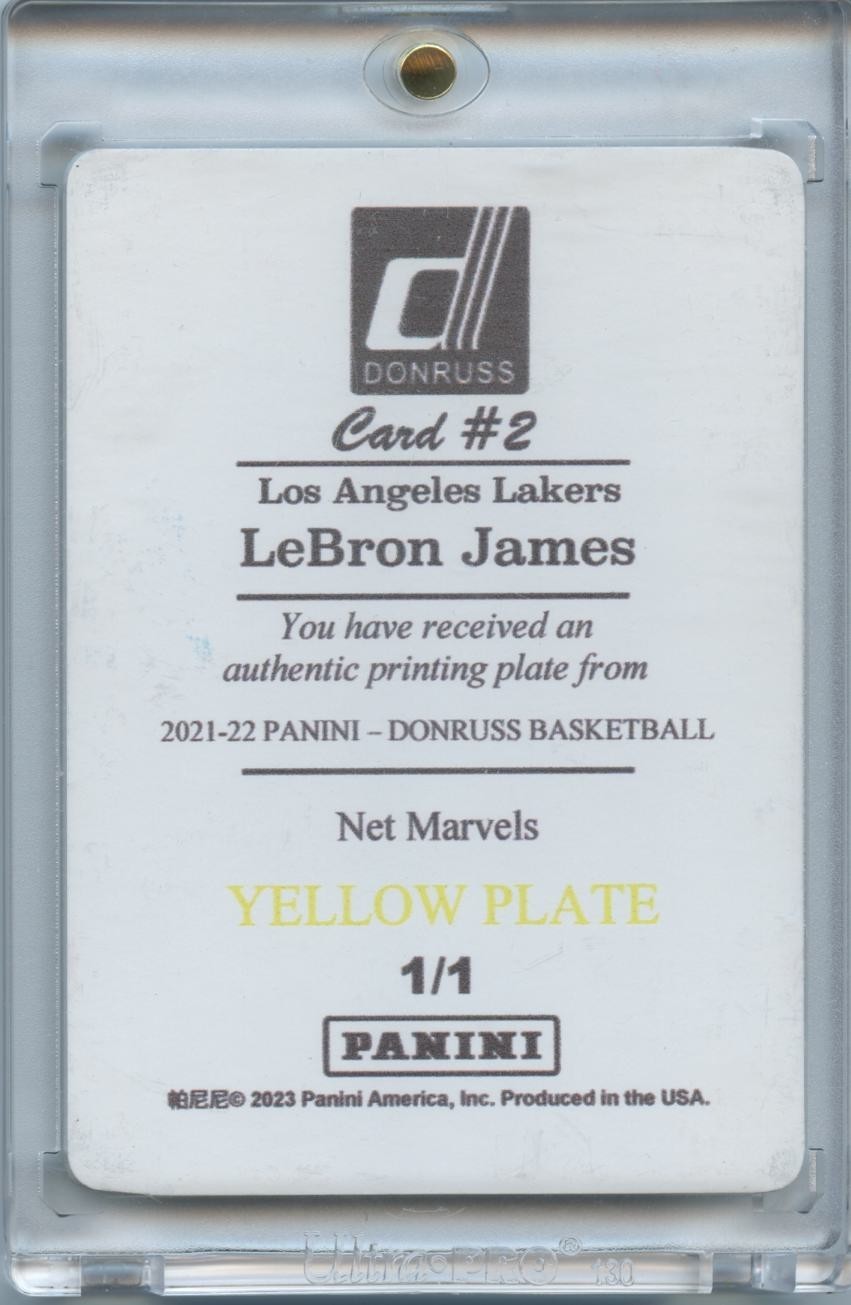 Lebron James 2023 Donruss Net Marvels Printing Plate 1/1 Los Angeles Lakers