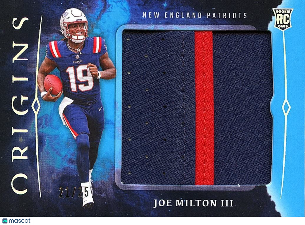 Joe Milton III 2024 Origins Patch Blue Rookie RC New England Patriots 21/25