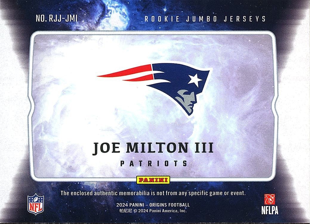 Joe Milton III 2024 Origins Patch Blue Rookie RC New England Patriots 21/25