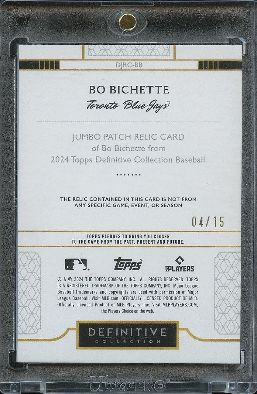 Bo Bichette 2024 Topps Definitive Game Worn Patch Toronto Blue Jays 4/15