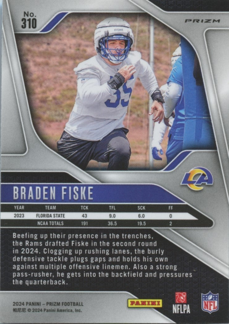 Braden Fiske 2024 Prizm Retail Red Prizm SSP SHORTPRINT Rookie RC LA Rams