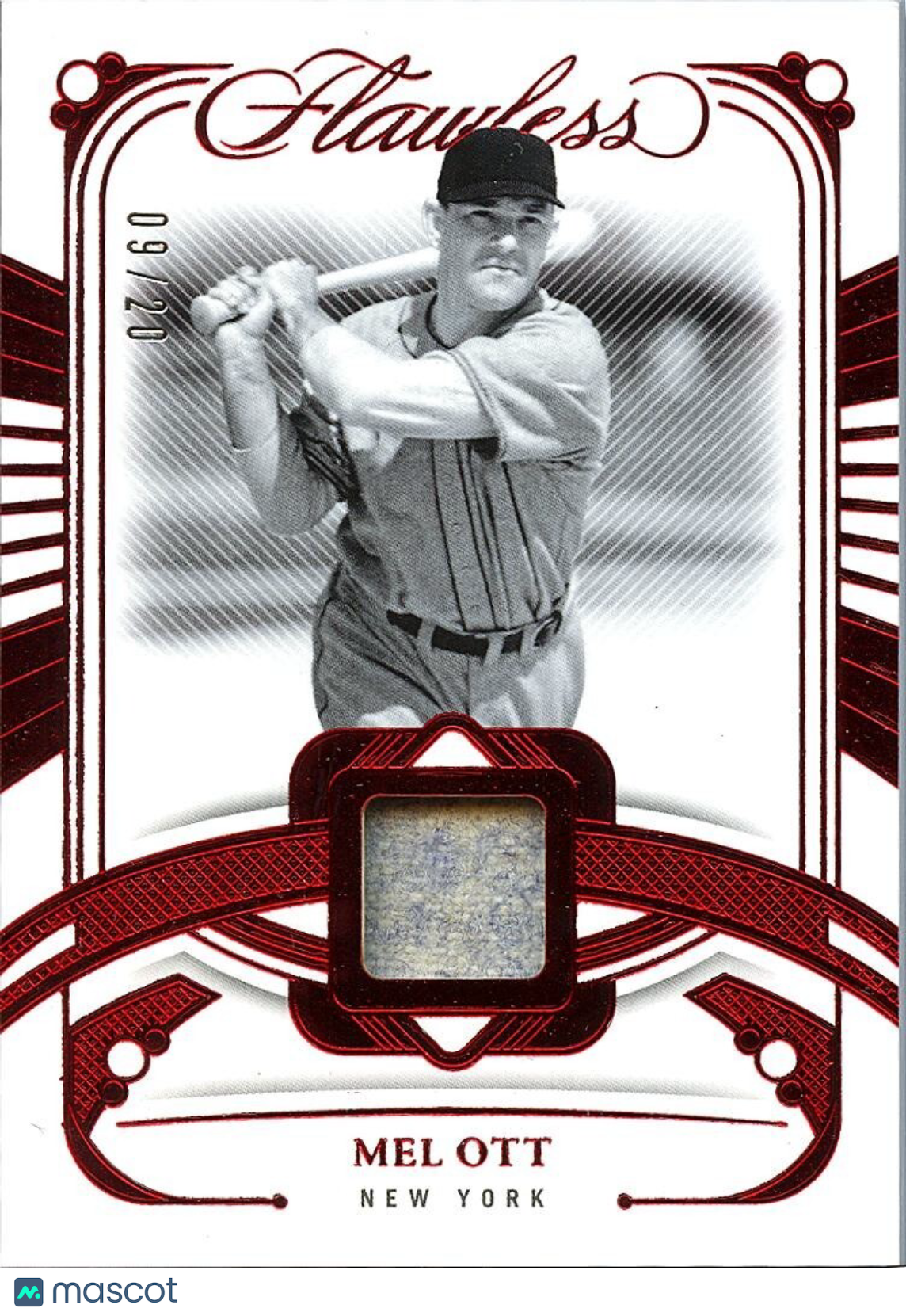Mel Ott 2024 Flawless Ruby Game Worn Jersey Patch New York Giants 9/20
