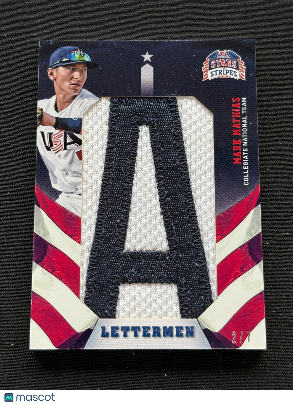 Mark Mathias 2015 Stars & Stripes Game Worn Lettermen Patch Brewers 2/7