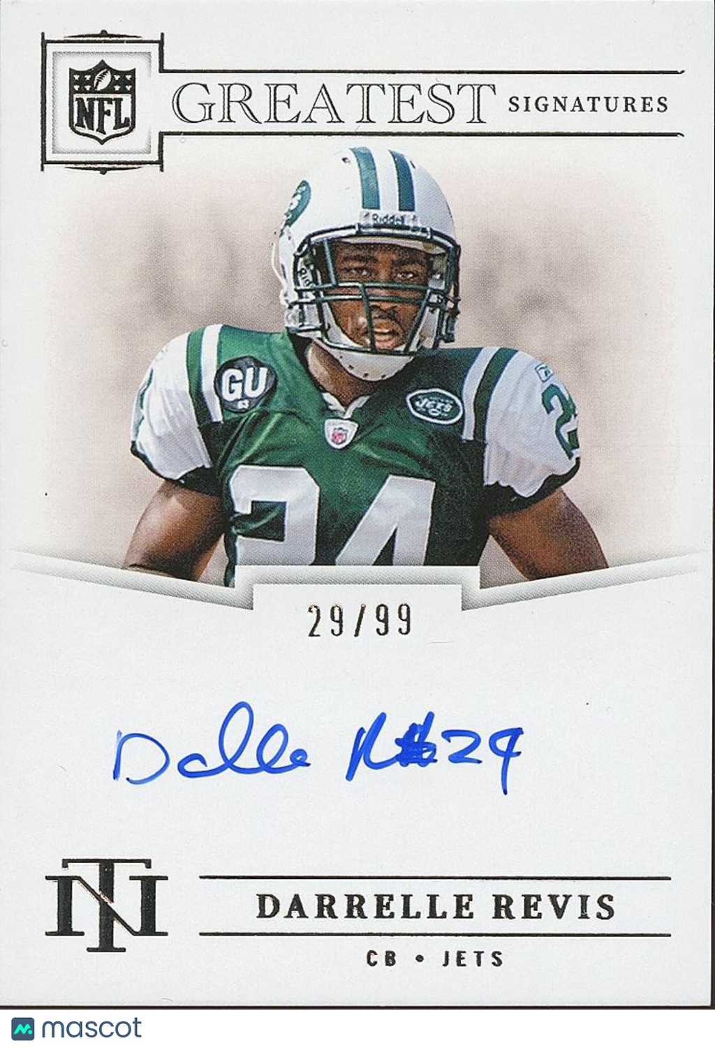 Darrelle Revis 2024 National Treasures On Card Auto Autograph New York Jets /99