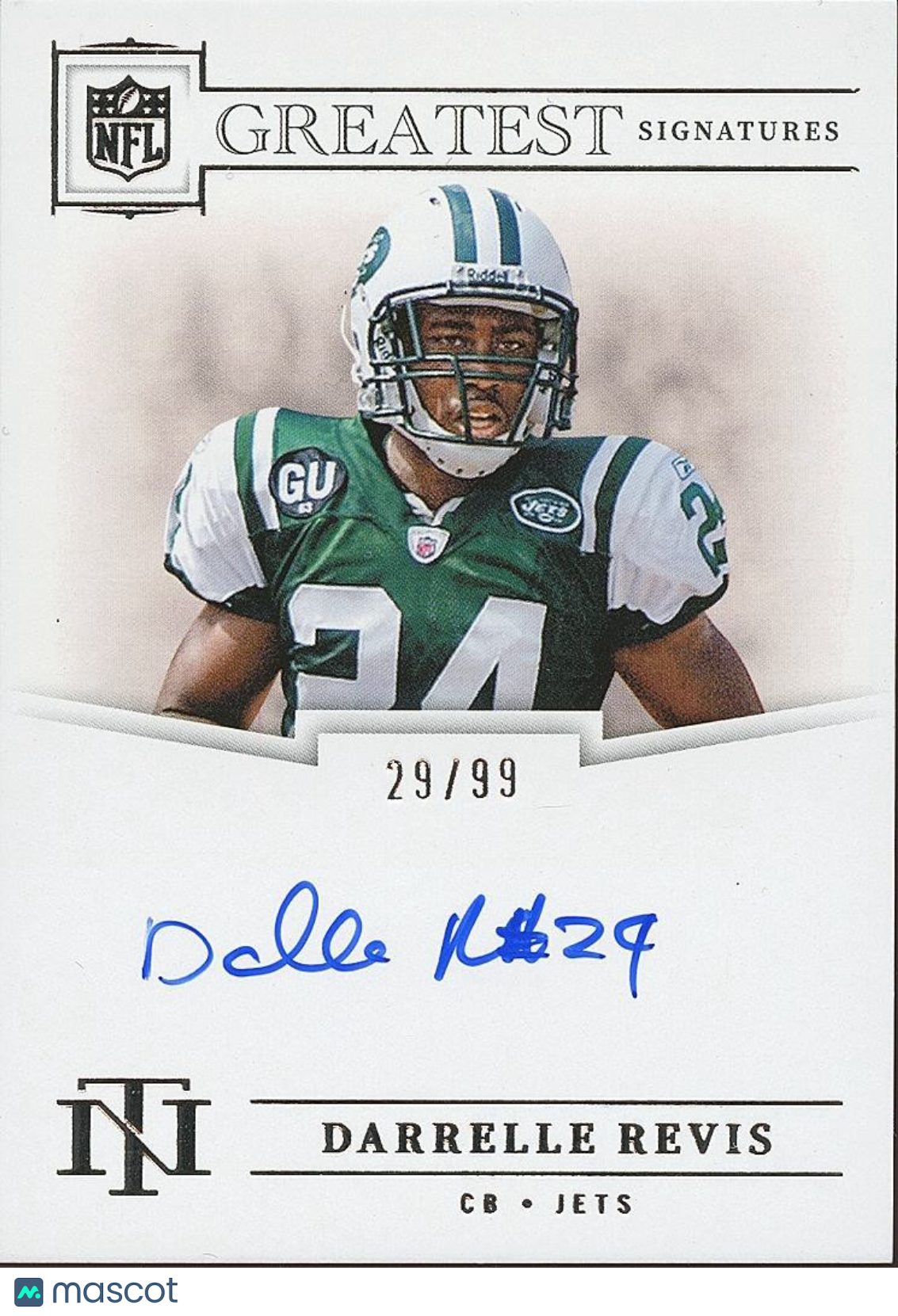 Darrelle Revis 2024 National Treasures On Card Auto Autograph New York Jets /99