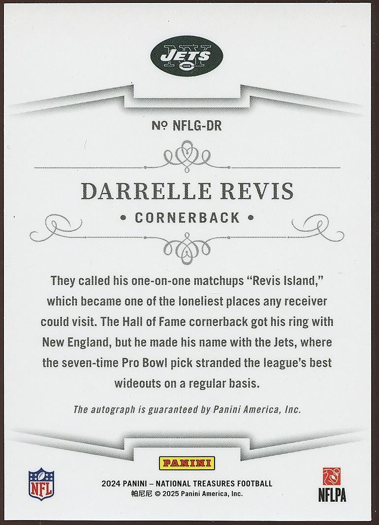 Darrelle Revis 2024 National Treasures On Card Auto Autograph New York Jets /99