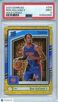 Ron Holland II 2024-25 Donruss Choice Rated Rookie GOLD SSP RC Pistons /10 PSA 9
