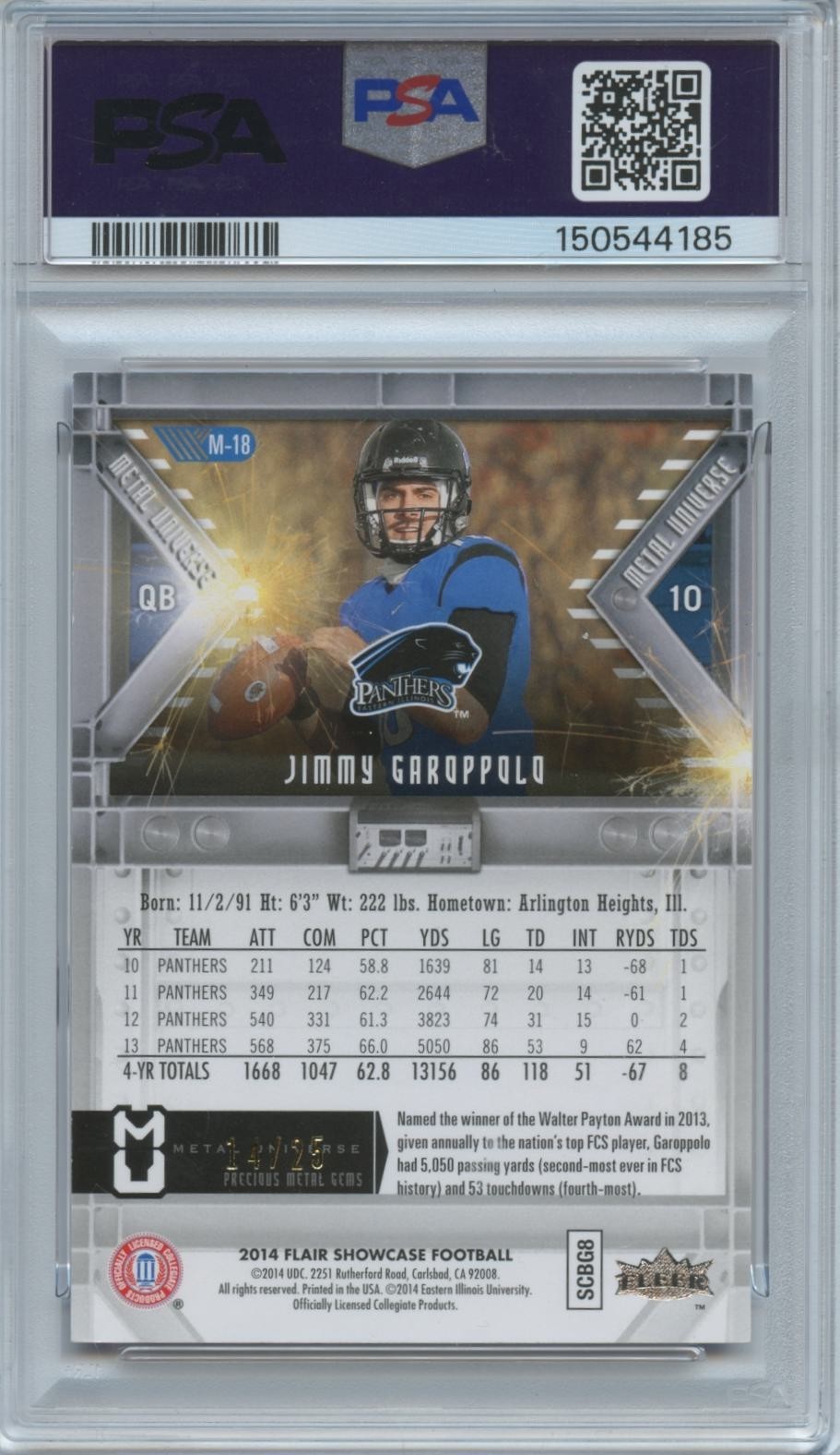 Jimmy Garoppolo 2014 Flair Showcase Magenta PMG Rookie RC Patriots 14/25 PSA 7
