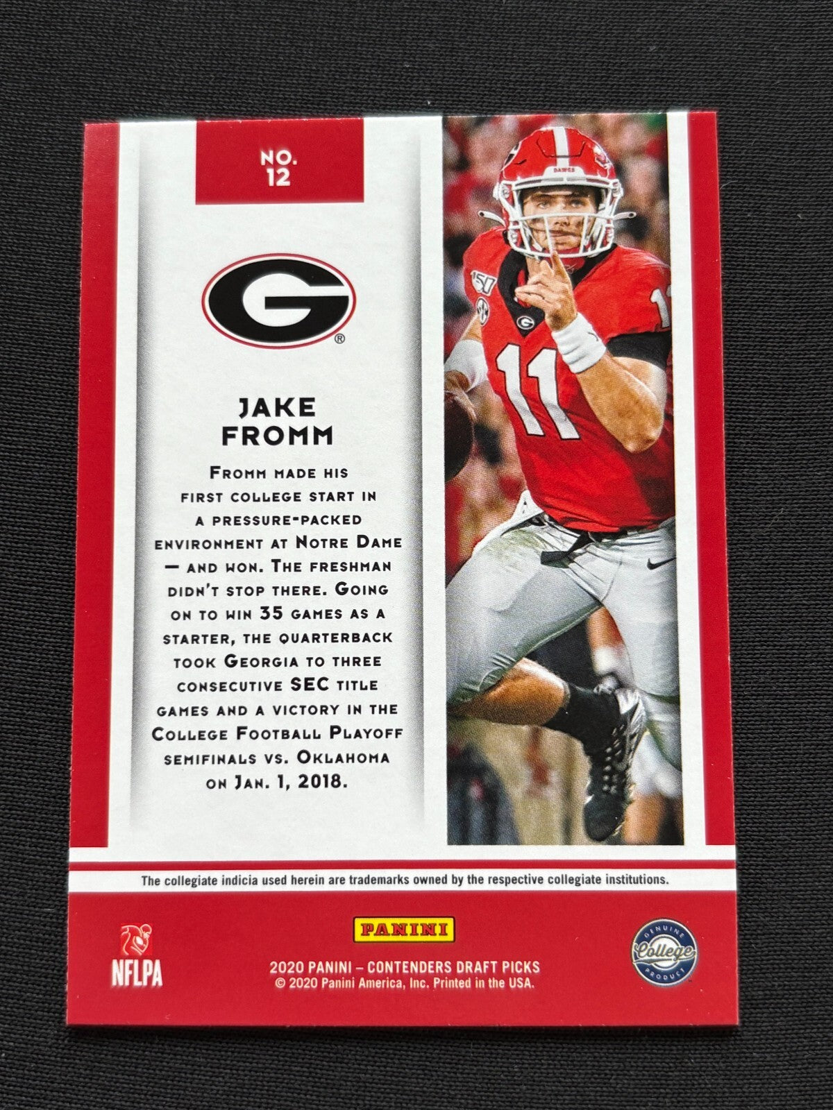 Jake Fromm 2020 Contenders GALCACTIC CASE HIT SSP RC Georgia Bulldogs