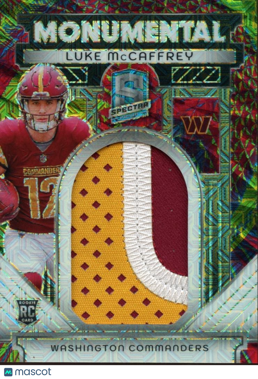 Luke Mccaffrey 2024 Spectra 3 Color Patch RC Washington Commanders 16/25