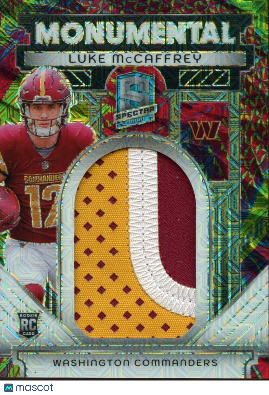 Luke Mccaffrey 2024 Spectra 3 Color Patch RC Washington Commanders 16/25