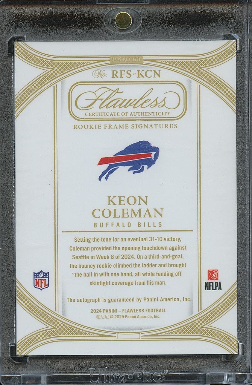 Keon Coleman 2024 Flawless On Card Auto Autograph RC Buffalo Bills 3/20