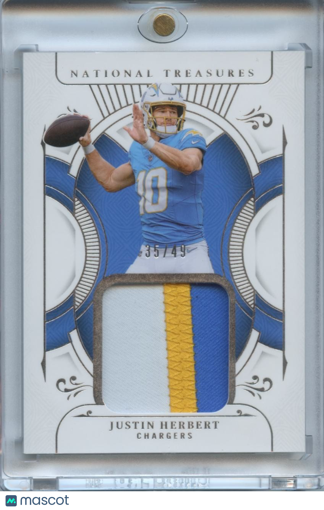 Justin Herbert 2025 National Treasures 3 Color Jersey Patch LA Chargers 35/49