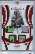 Jalen Milroe 2025 Flawless Quad Jersey Patch RC Seattle Seahawks 11/15