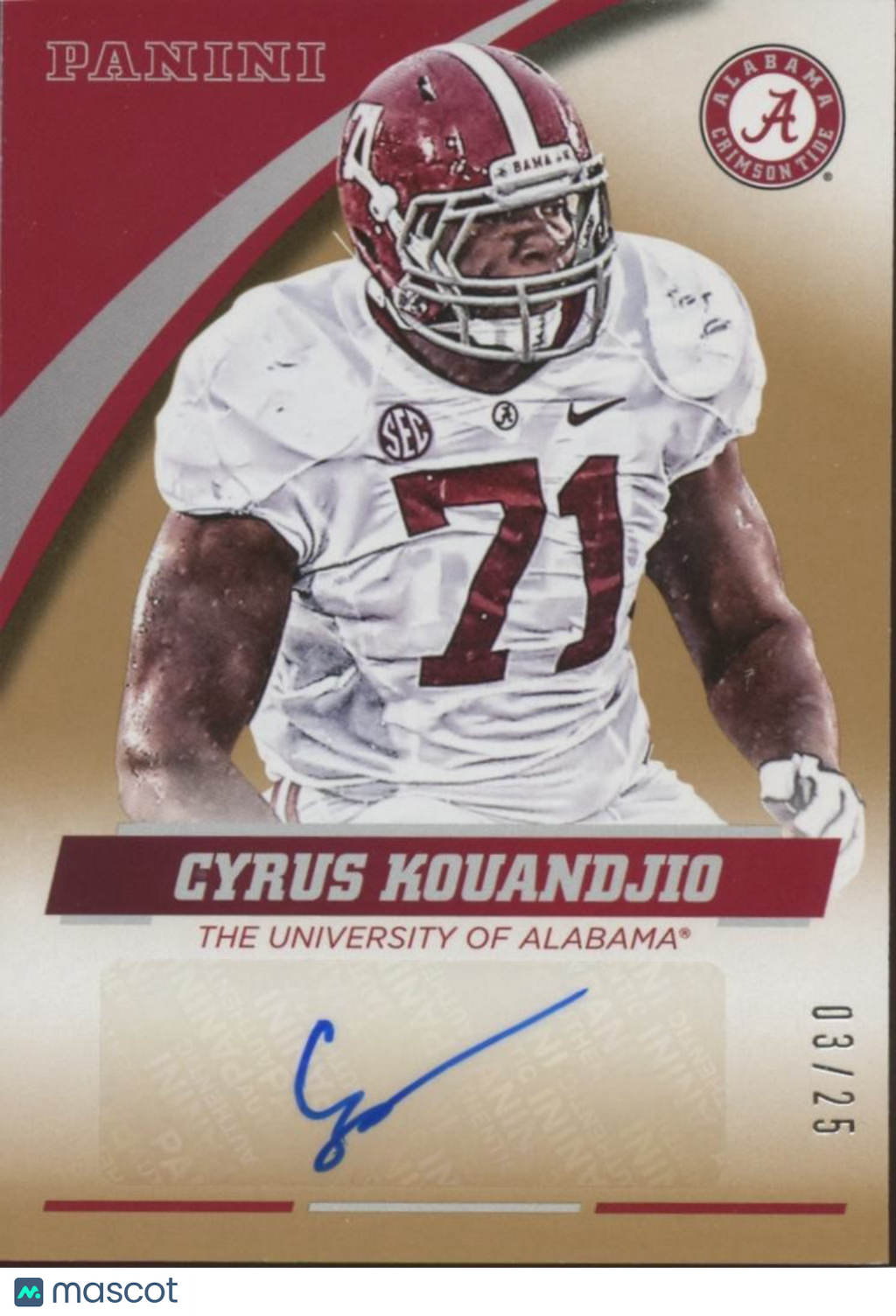 Cyrus Kouandjio 2015 Panini Multisport GOLD Auto Autograph RC Alabama 3/25