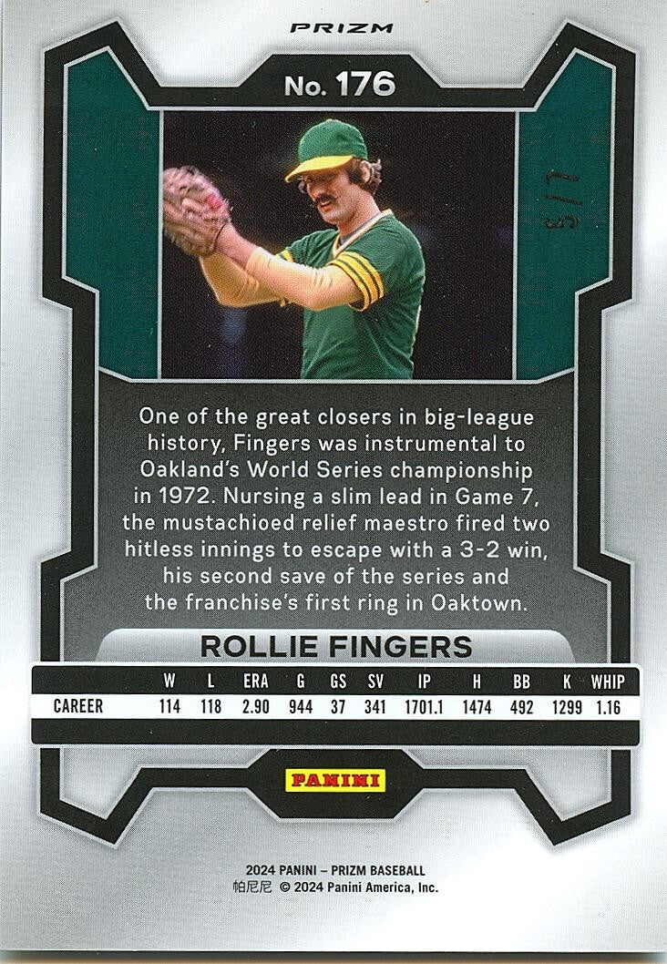 Rollie Fingers 2024 Prizm FOTL GOLD Shimmer Prizm Oakland Athletics 5/7 #176