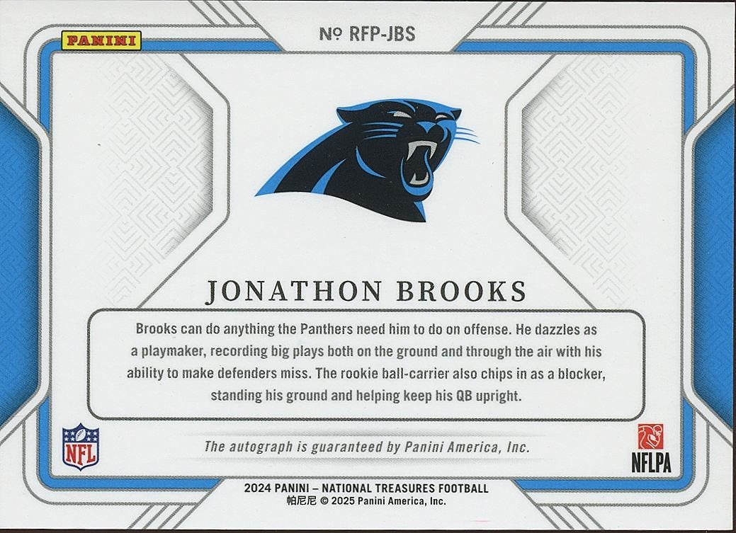 Jonathon Brooks 2024 National Treasures On Card Auto Autograph Panthers 88/99