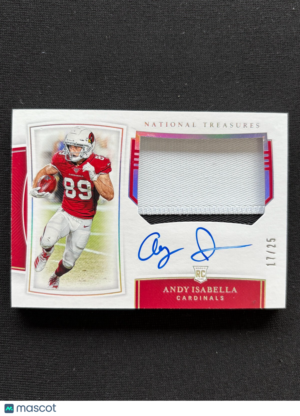 Andy Isabella 2019 National Treasures Auto Autograph Patch Cardinals 17/25 #181