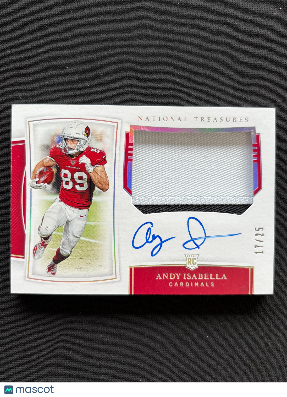 Andy Isabella 2019 National Treasures Auto Autograph Patch Cardinals 17/25 #181