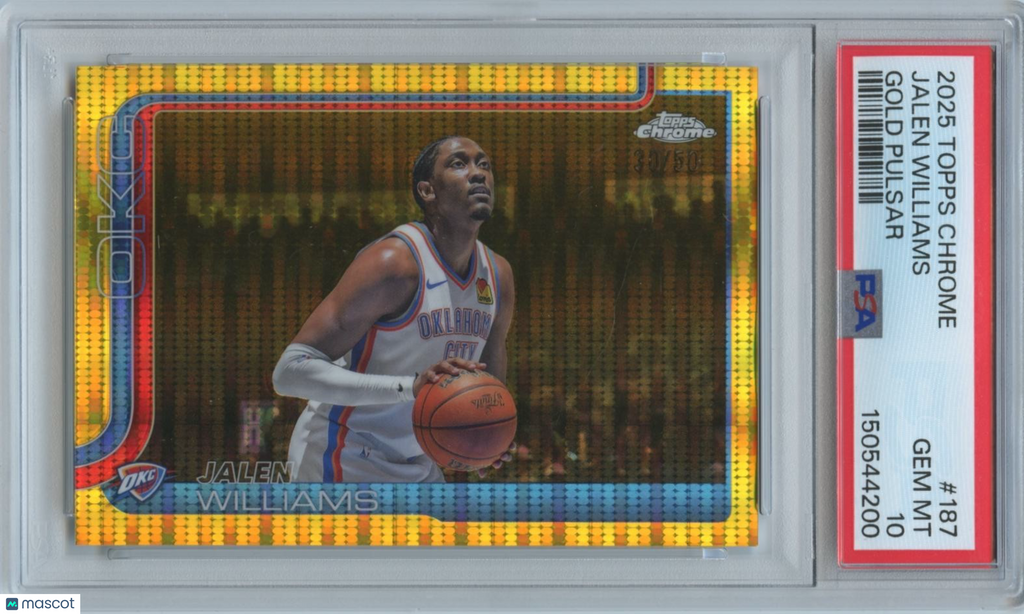 Jalen Williams 2025-26 Topps Chrome GOLD Pulsar Refractor OKC Thunder /50 PSA 10
