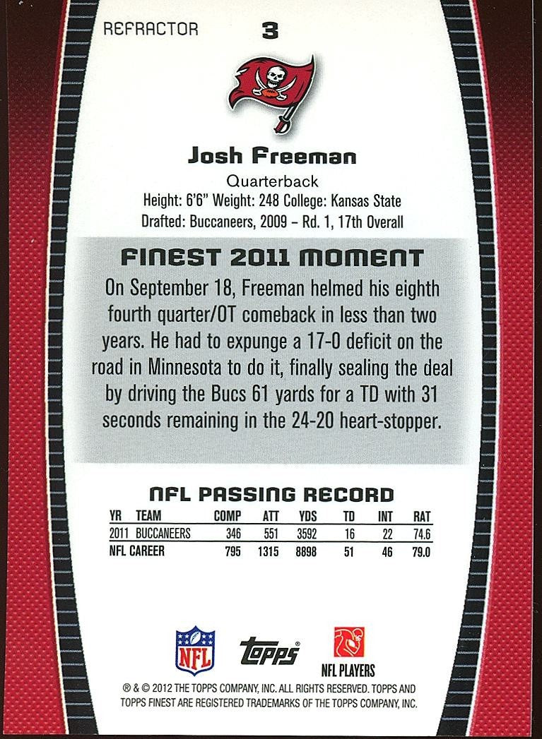 Josh Freeman 2012 Topps Finest Red Refractor Tampa Bay Buccaneers 19/25