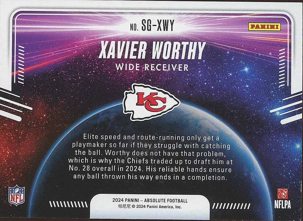 Xavier Worthy 2024 Absolute Star Gazing Purple SSP Rookie Kansas City Chiefs 3/5