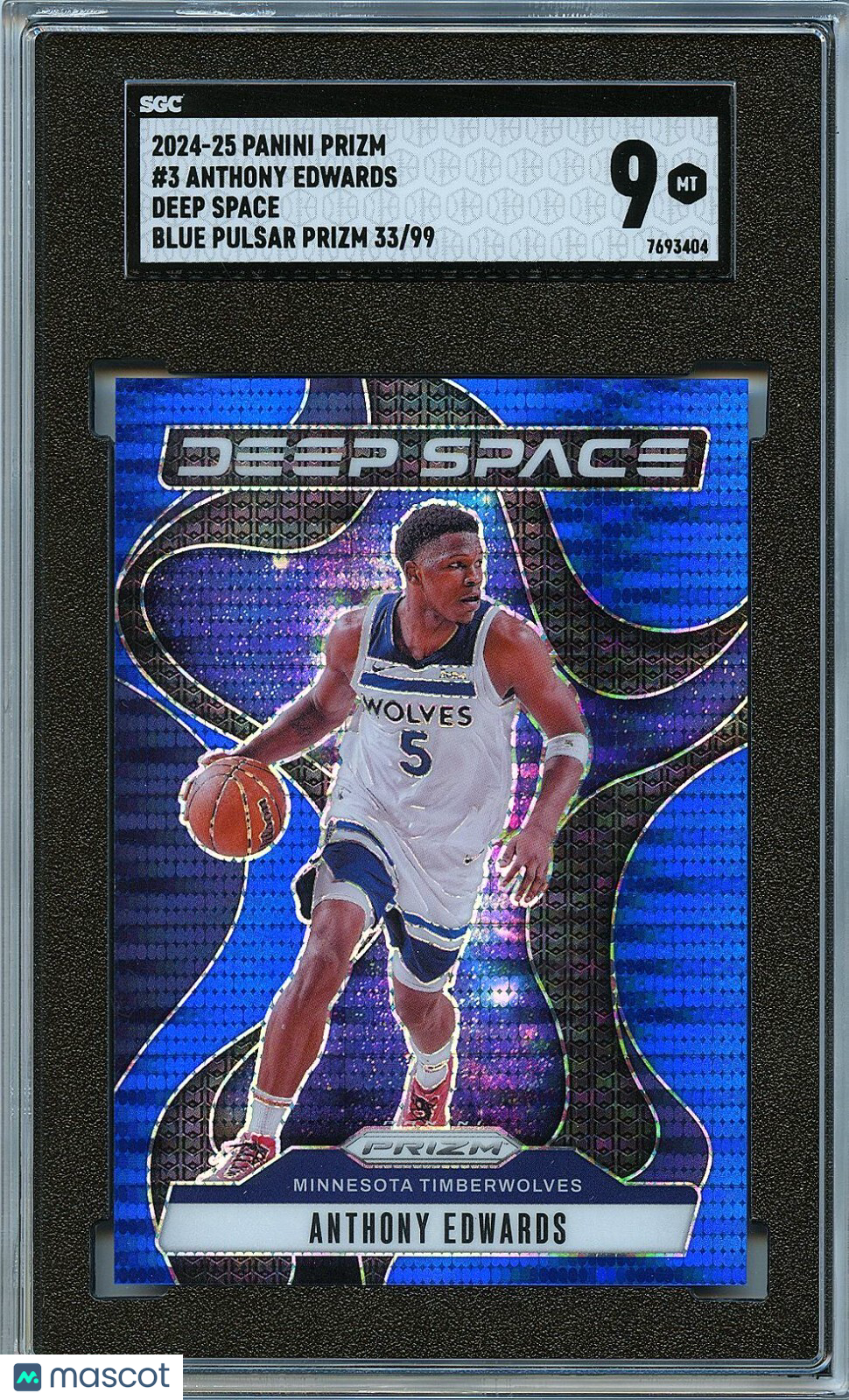Anthony Edwards 2024-25 Prizm Deep Space Blue Pulsar Timberwolves 33/99 SGC 9