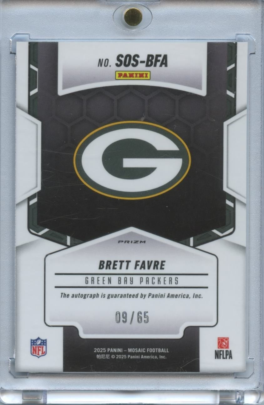 Brett Favre 2025 Mosaic Showtime Blue Auto Autograph Green Bay Packers 9/65