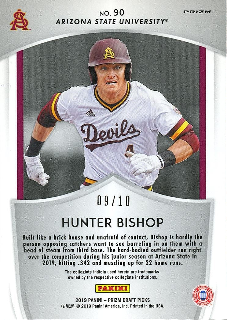 Hunter Bishop 2019 Prizm Draft Crusade GOLD Prizm Rookie RC Arizona State 9/10
