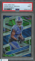 Amon-Ra St. Brown 2024 Spectra Neon Marble Prizm SSP Detroit Lions 2/4 PSA 9