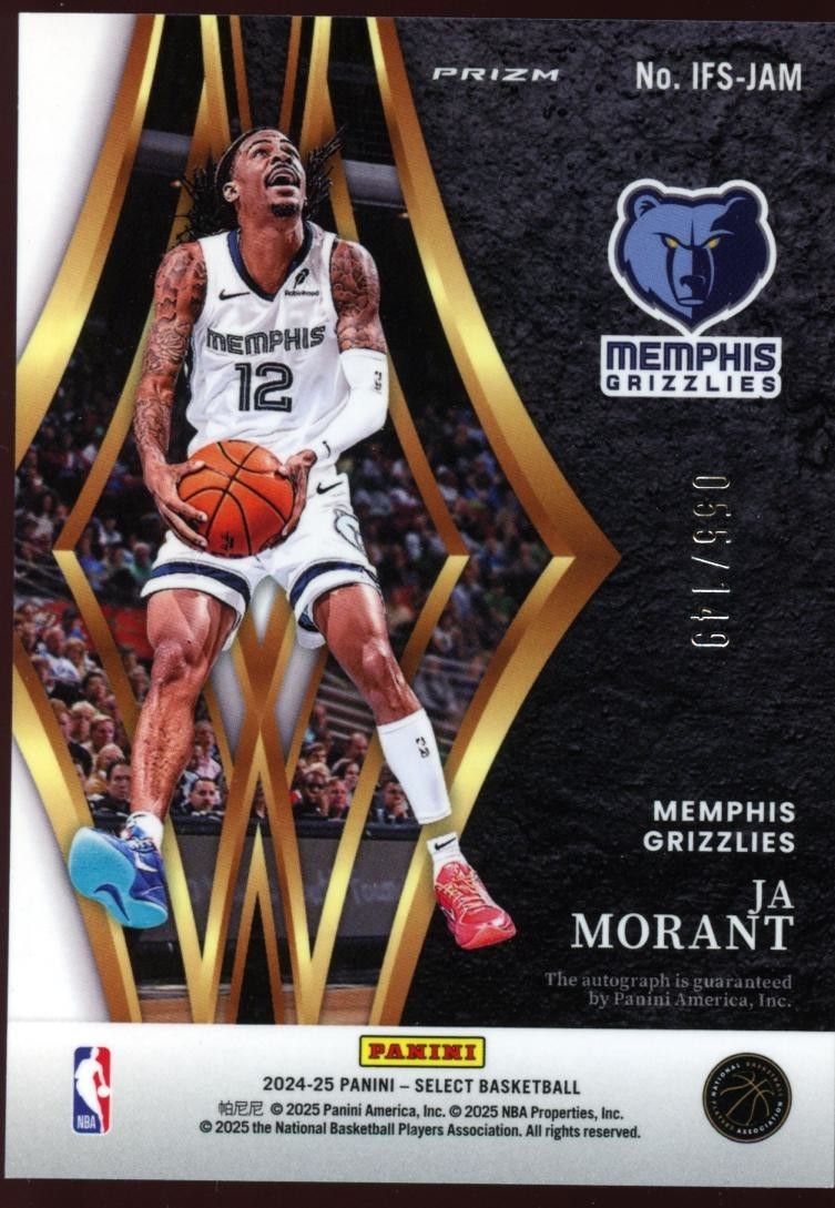 Ja Morant 2024-25 Select In Flight Auto Autograph Memphis Grizzlies 55/149