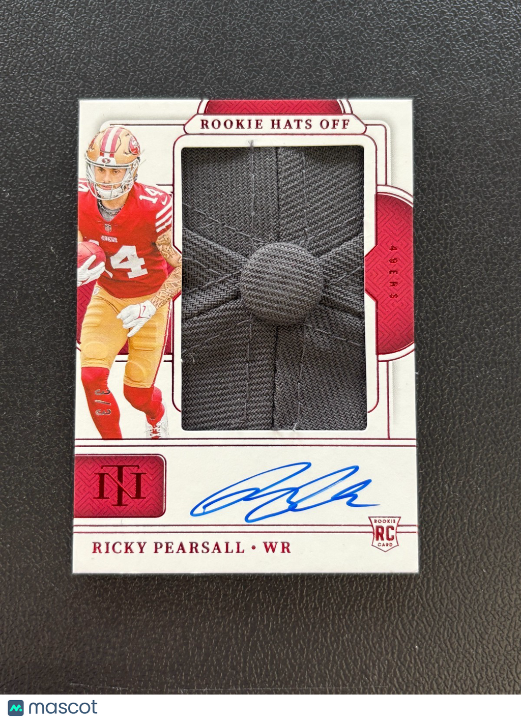 Ricky Pearsall 2024 National Treasures Auto Autograph Hats Off RC SF 49ers 3/3